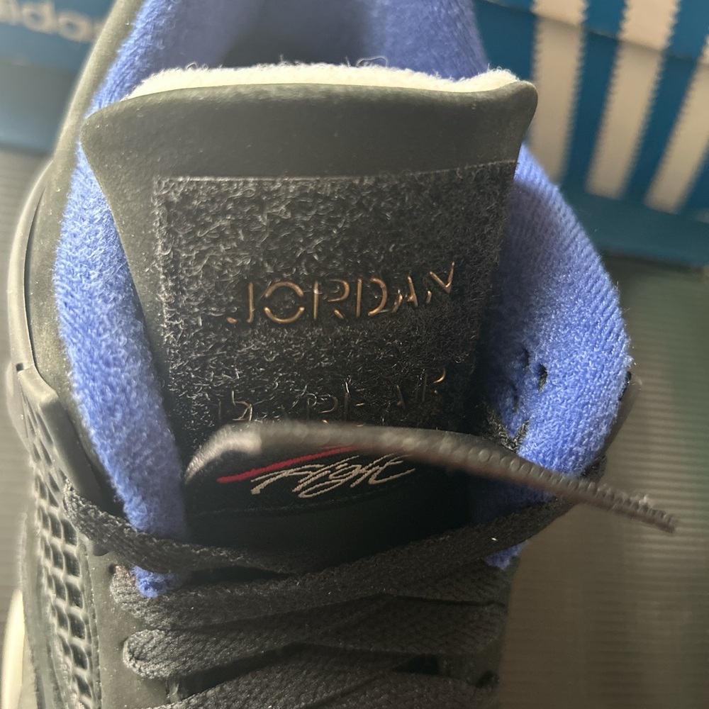 Jordan 4 Retro Rare Air Black and Blue Sneakers with Red Accents Gold Tag - Picture 7 of 7